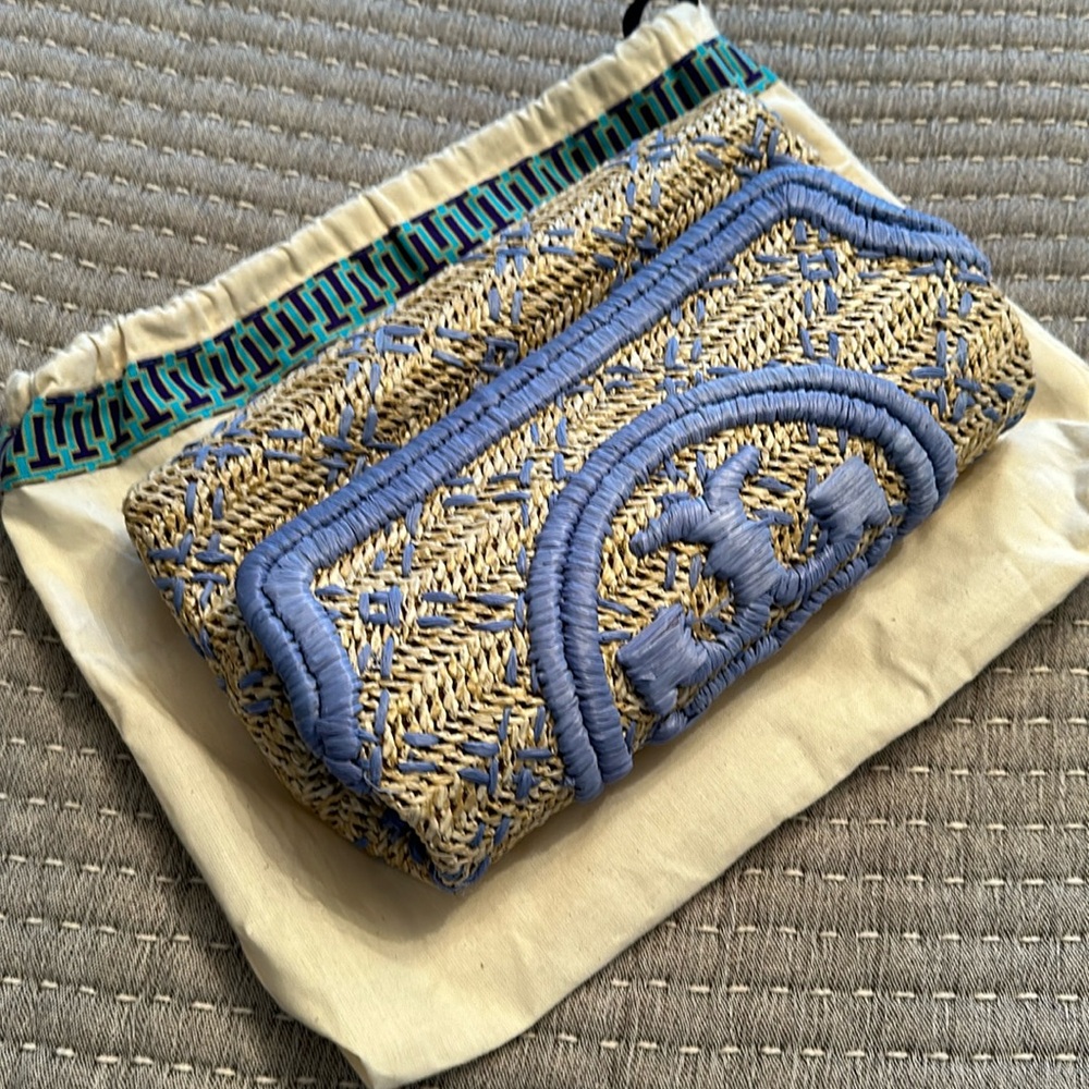 Tory Burch straw clutch